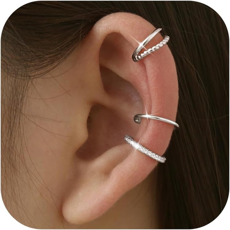 Fansilver 3Pcs Ear Cuff Earrings for Women Non Piercing14K Gold Plated Ear Cuffs Clip on Cartilage Earrings Adjustable Fake Earrings Lightweight - Image 1